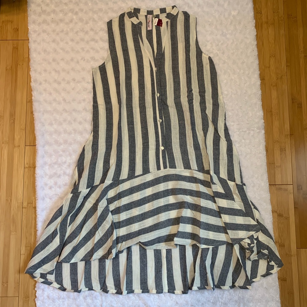 DROP WAIST STRIPE SHIRT DRESS - Picture 4 of 8